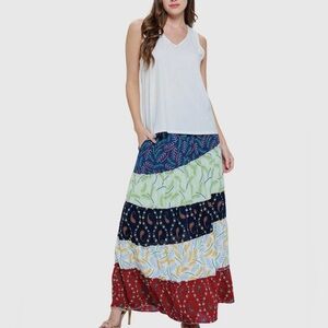 New yak & yeti long boho skirt patchwork multiple